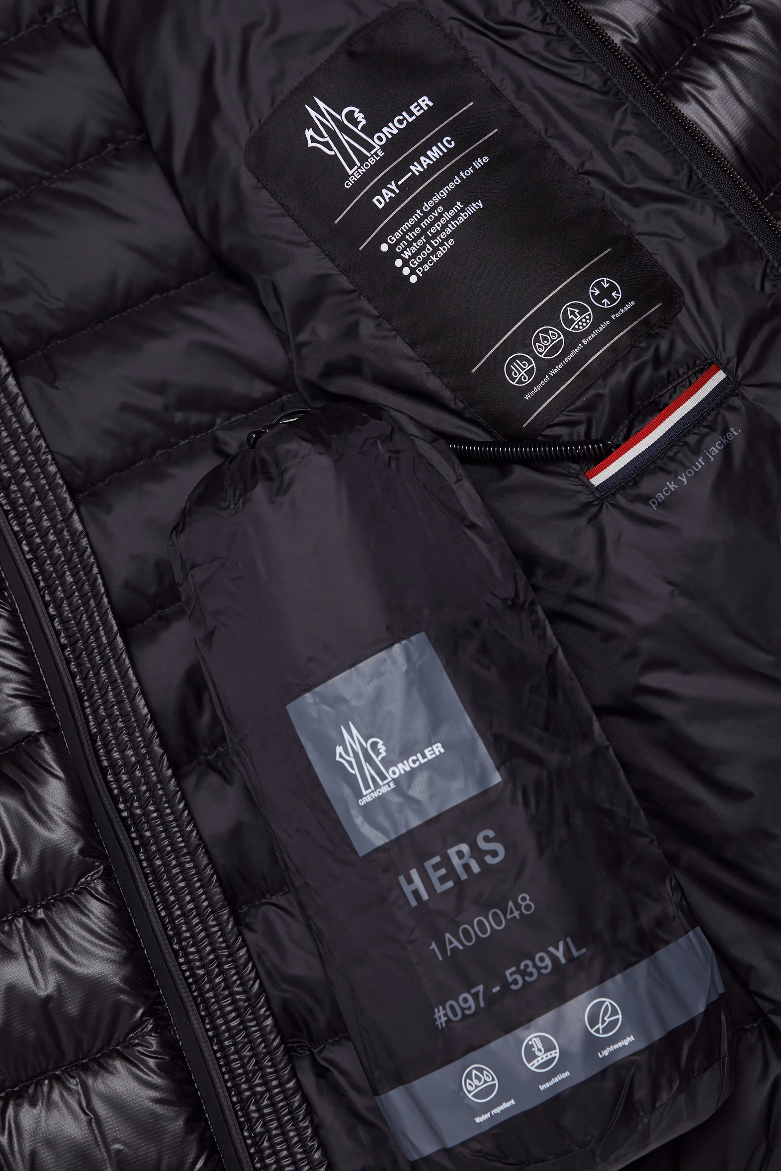 Plumífero corto plegable Hers Hombre Negro Moncler 9